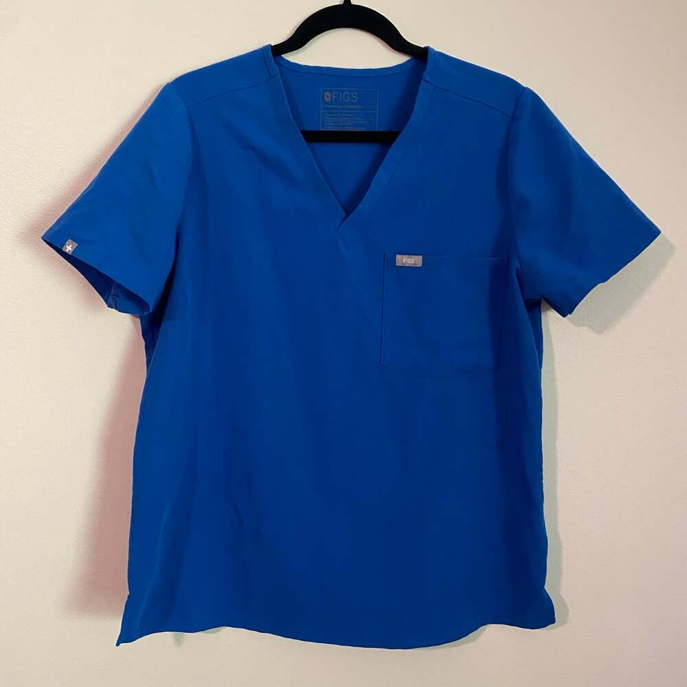 FIGS Royal Blue Catarina Scrub Top Uniform Nurse Dr Healthcare Women size Large